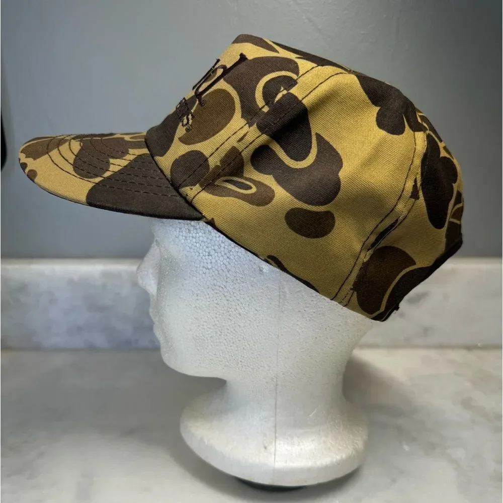 Vintage Bud King Of Beers Hat Cap Mens Snapback Brown Camouflage Made in USA 80s
